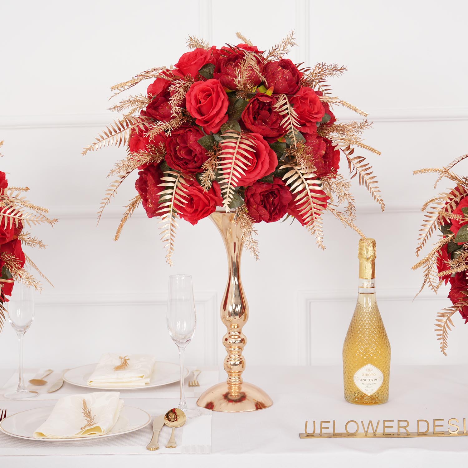 40cm Gold Red Spherical Dried Flower Arrangements​ 5 picture