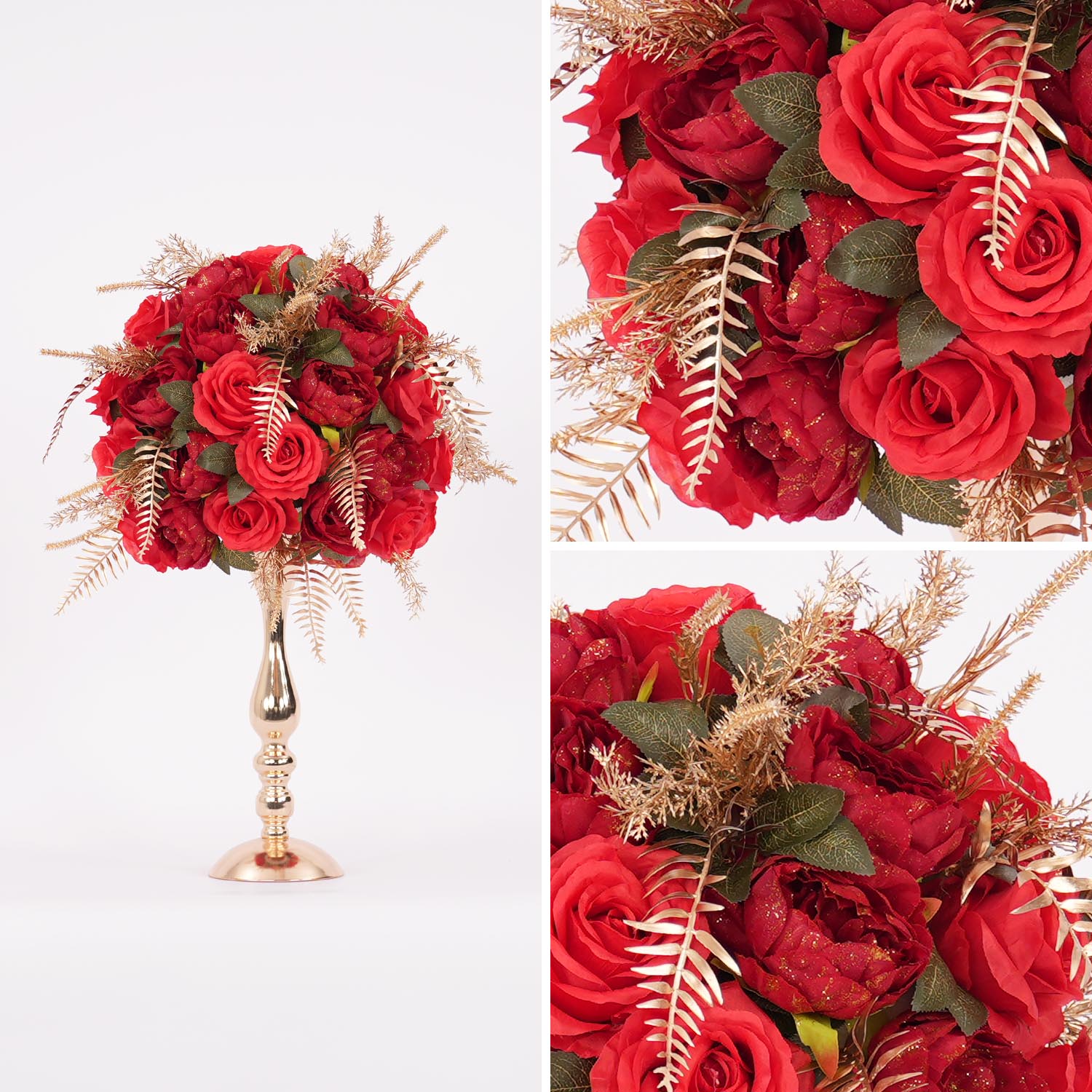 40cm Gold Red Spherical Dried Flower Arrangements​ 7 picture