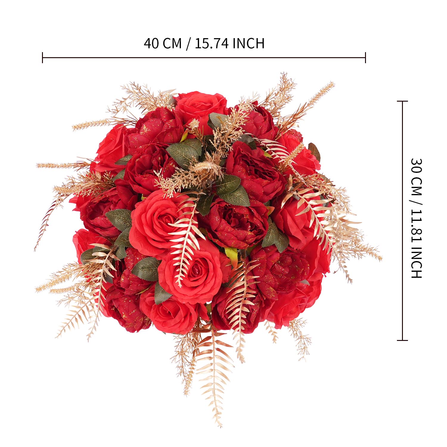 40cm Gold Red Spherical Dried Flower Arrangements​ 9 picture