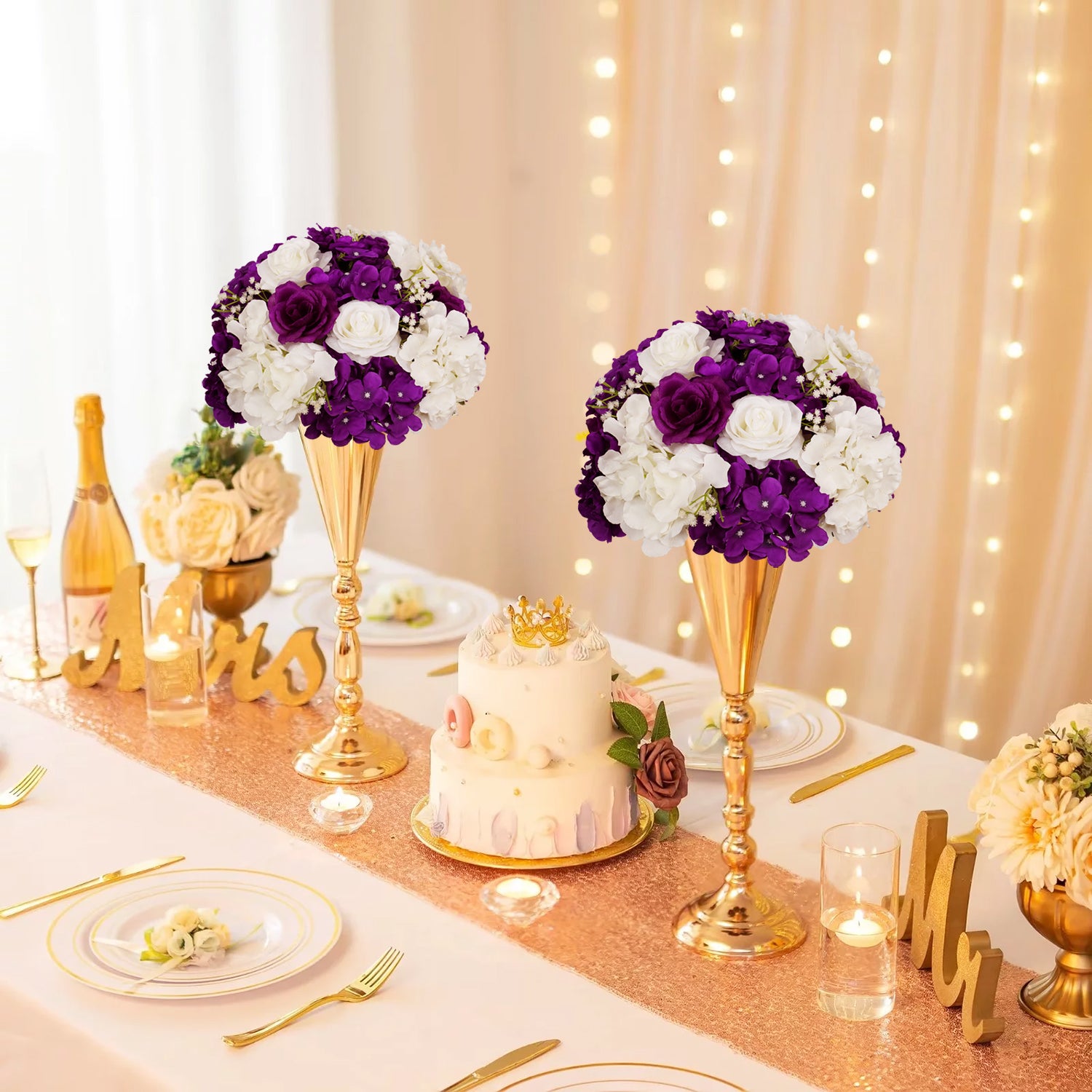 Uflower 35CM Artificial Flower Table Centerpiece Flower Ball Wedding Floral Arrangement