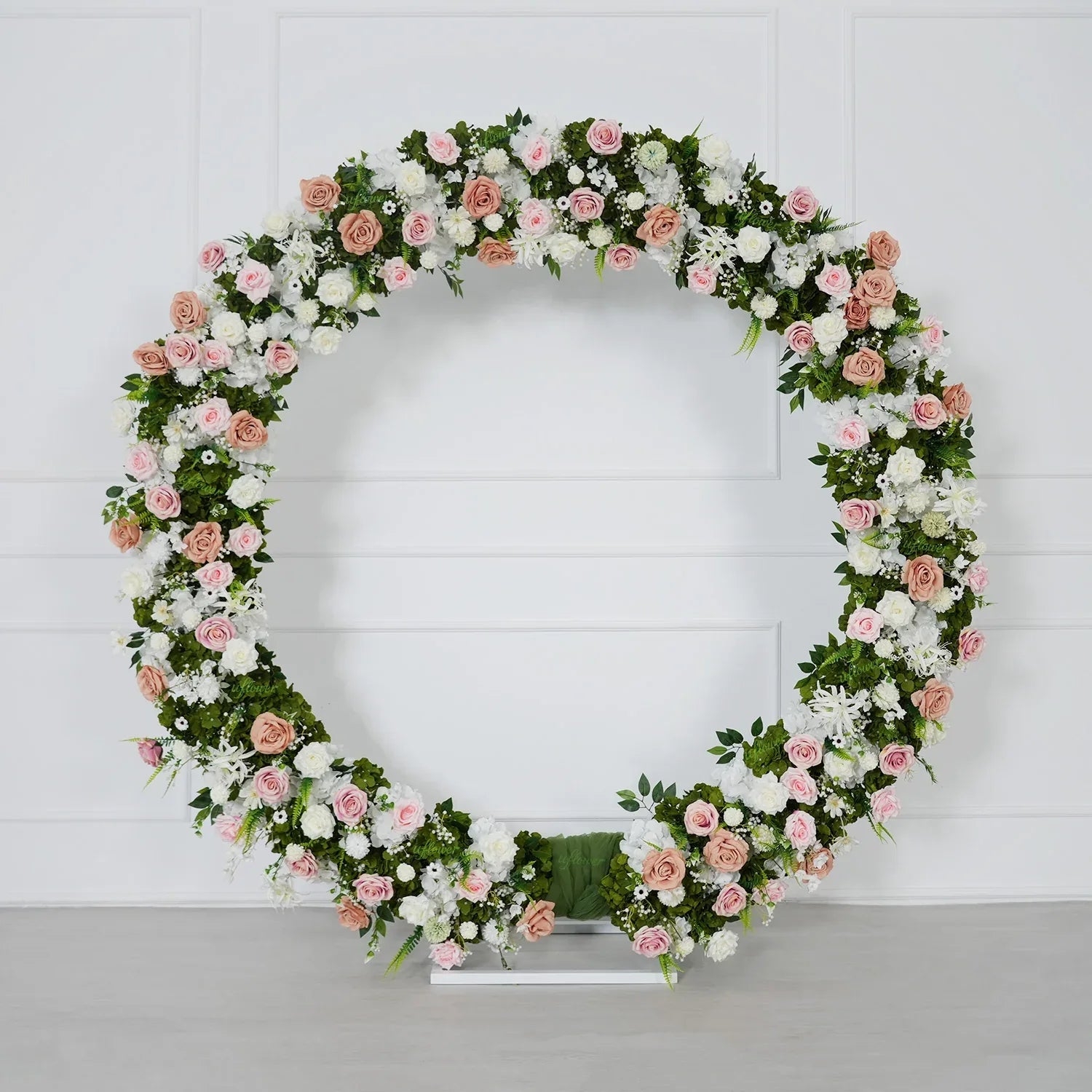 Uflower Pink White Greenery Flower Arrangement Table Runner Round Arch SET80201 - Uflower