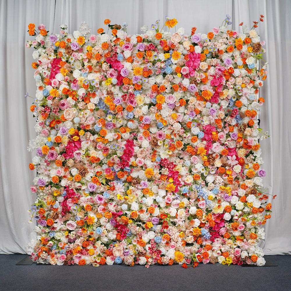 Artificial Luxury Colorful Flower Wall 3D Wedding Decoration