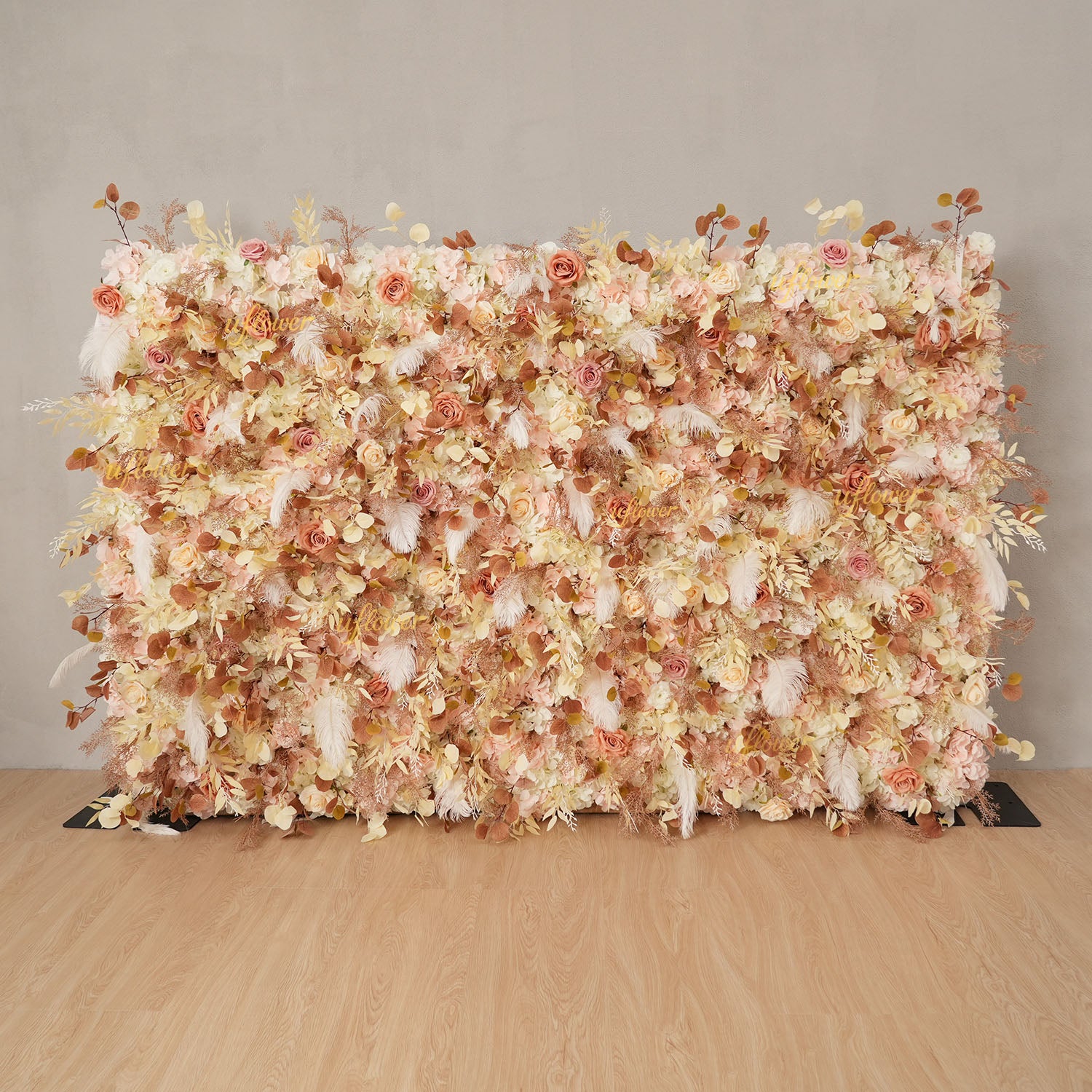 Uflower Flower Wall Champagne Khaki Floral Backdrop Wedding Party Proposal Decor