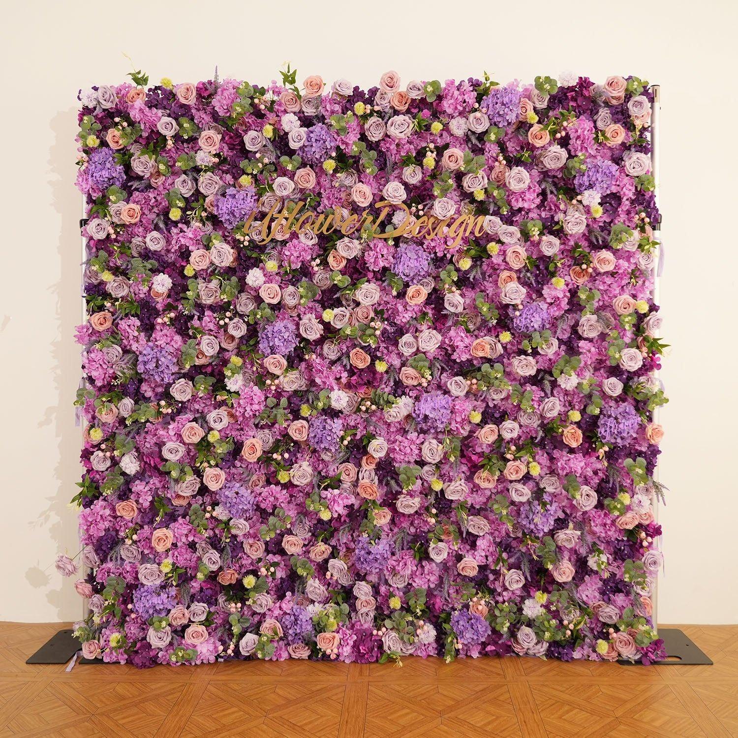 Uflower Flower Wall 3D Purple Hydrangea Floral Backdrop Wedding Party Proposal Decor - Uflower