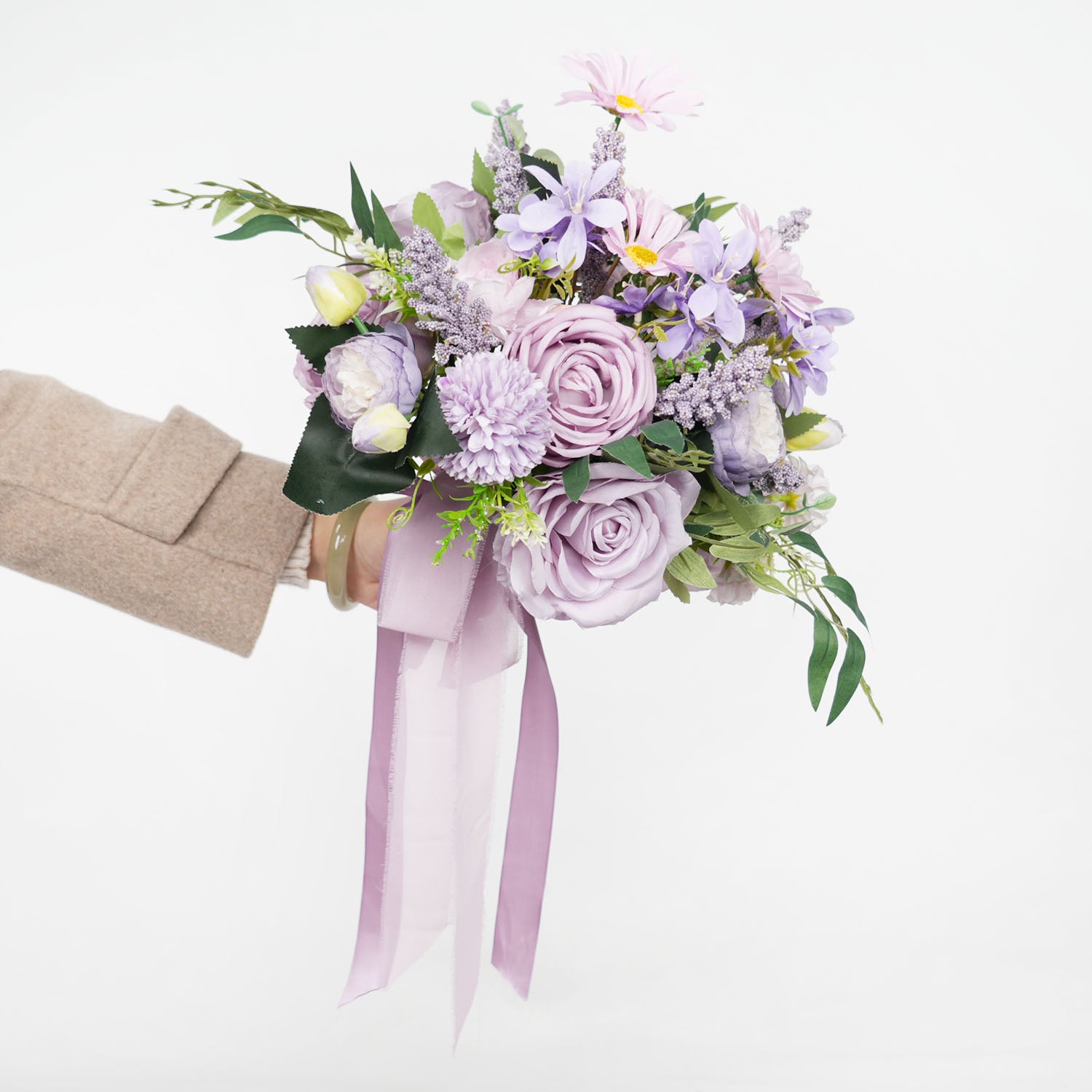 Purple bridal flower bouquet