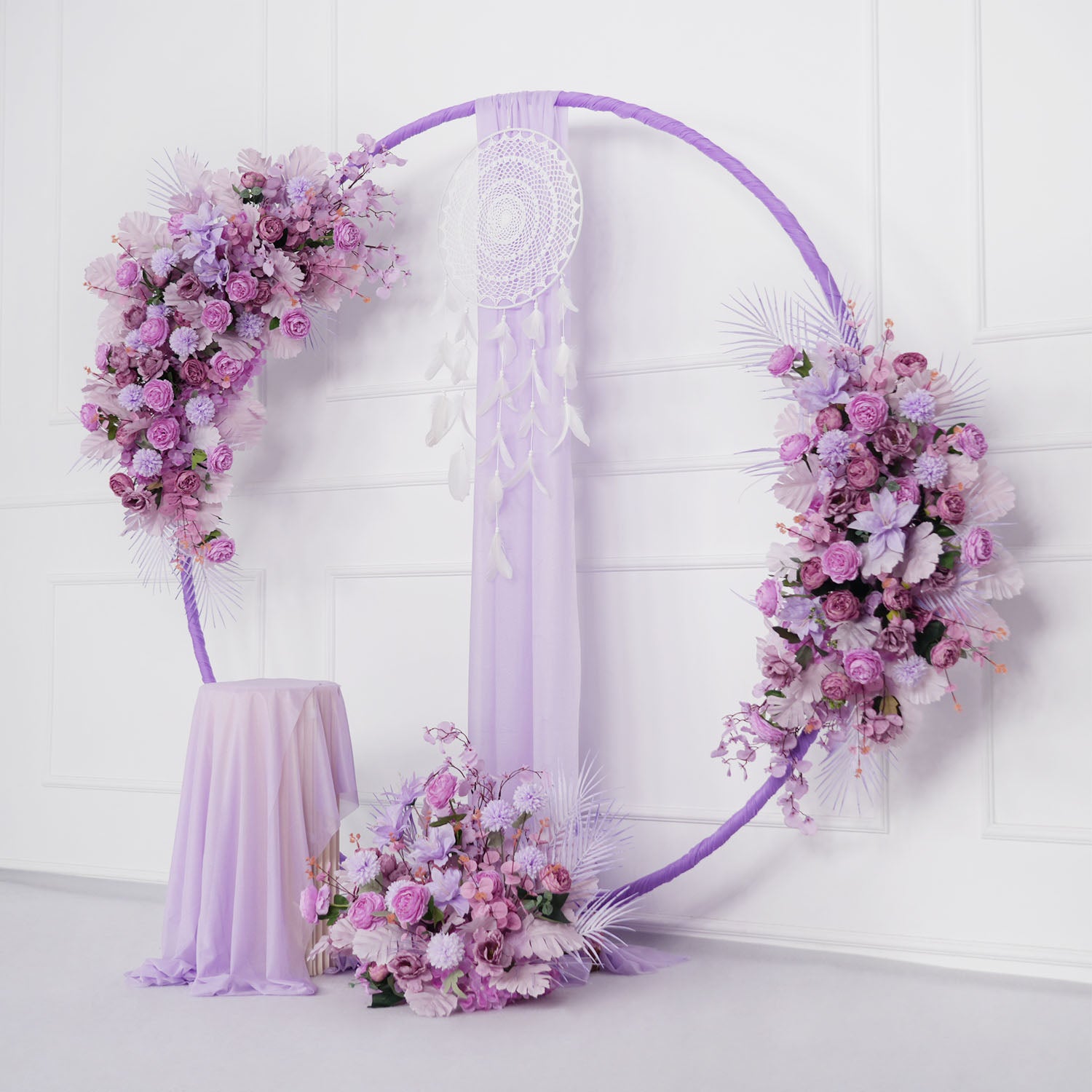 Artificial Purple Wedding KT Backdrop Flower Row Decor