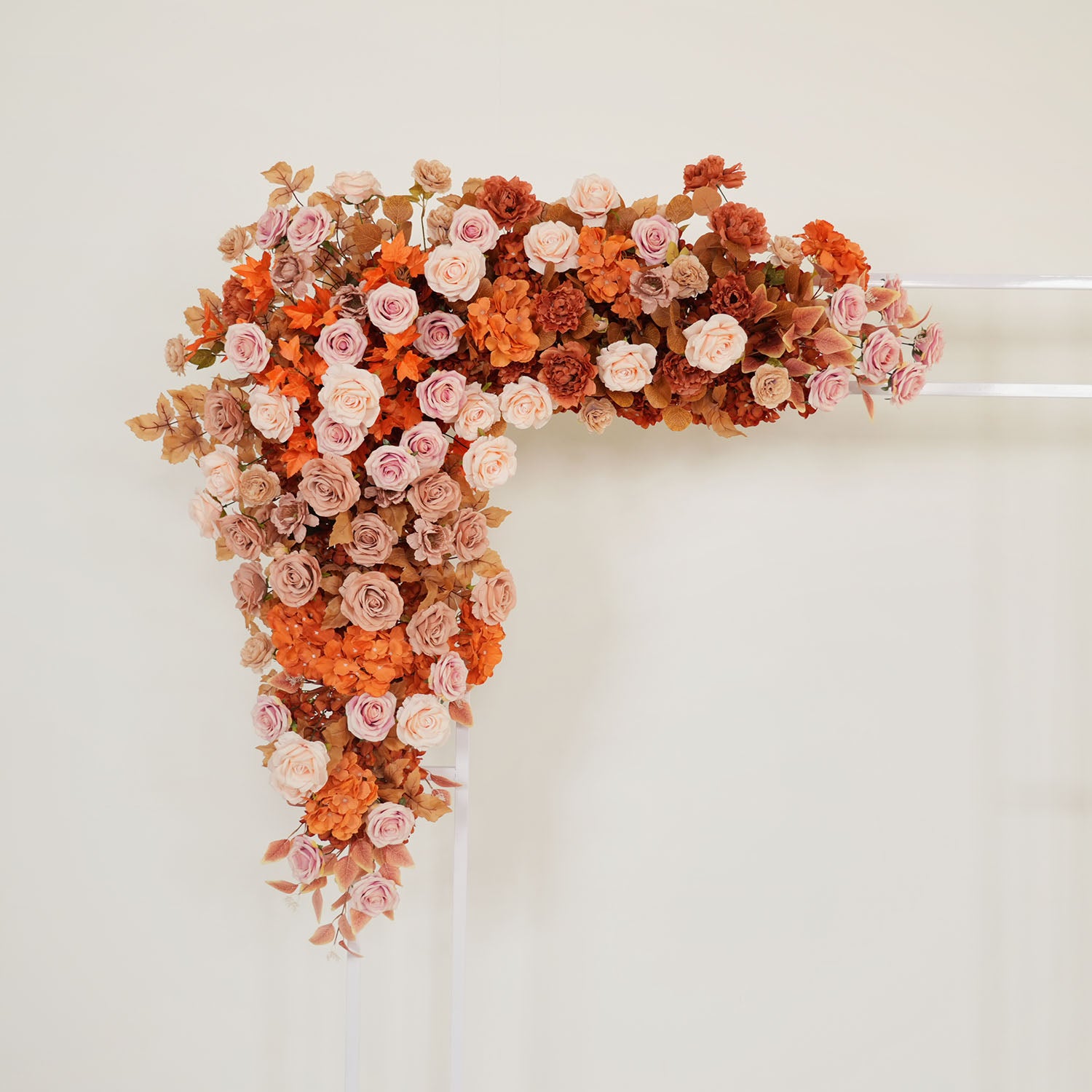 Uflower Artificial Autumn Pink Flower Row Wedding KT Backdrop Decor