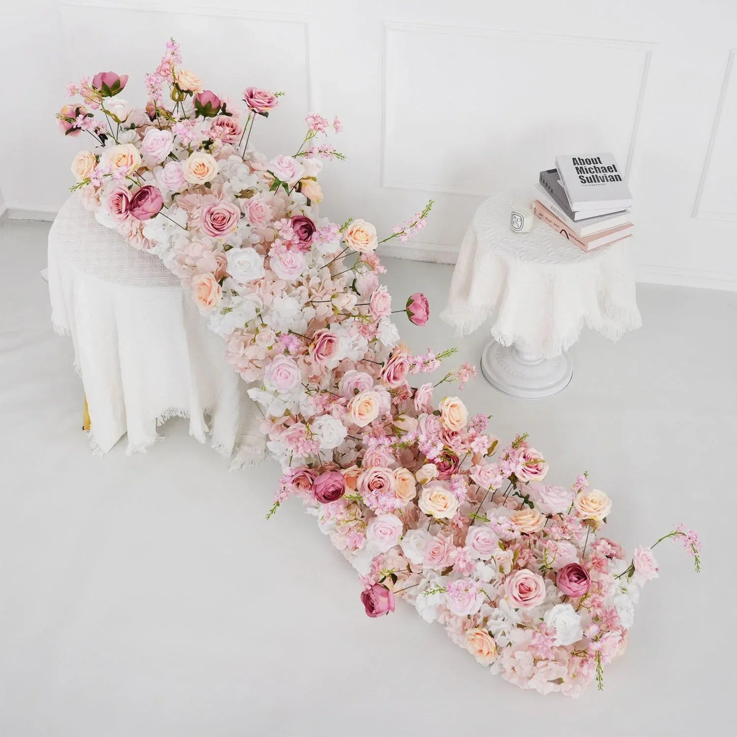 Uflower Artificial Pink White Flower Row Wedding KT Backdrop Decor SET80152 - Uflower