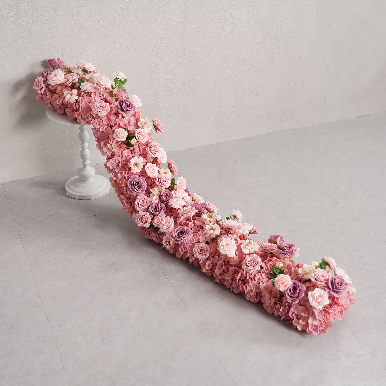 Uflower Purple Pink Floral Arrangement Wedding Party Backdrop Flower Row Decor
