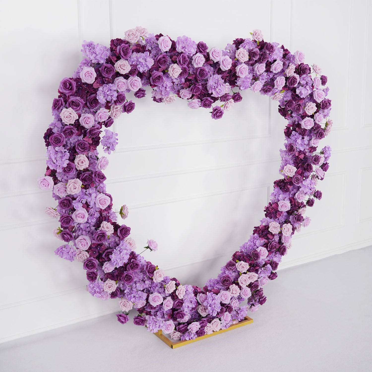 Artificial Purple Rose Heart Arch Wedding Decor