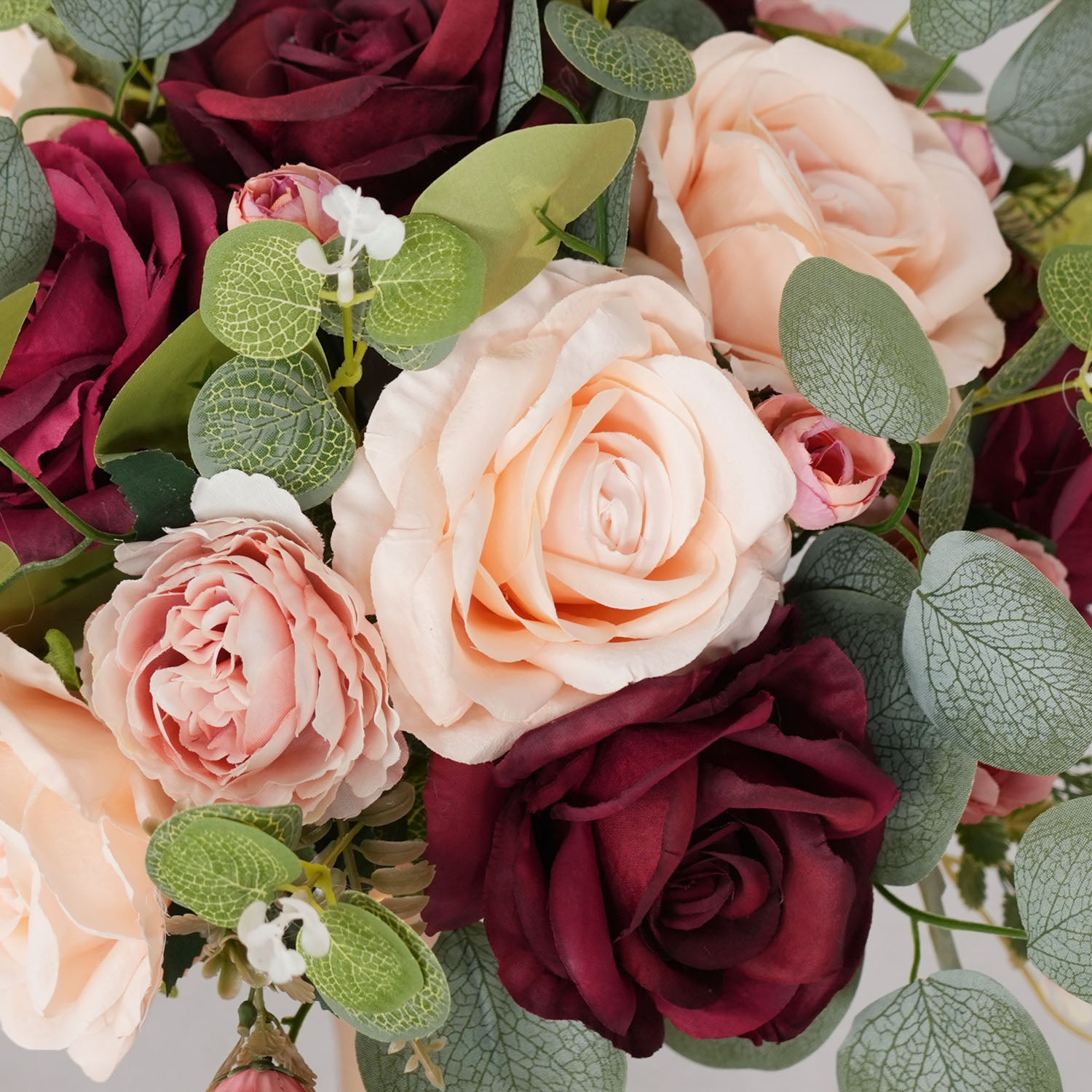 Uflower Red Rose Green Leaf Table Centerpieces Floral Ball Wedding Decoration