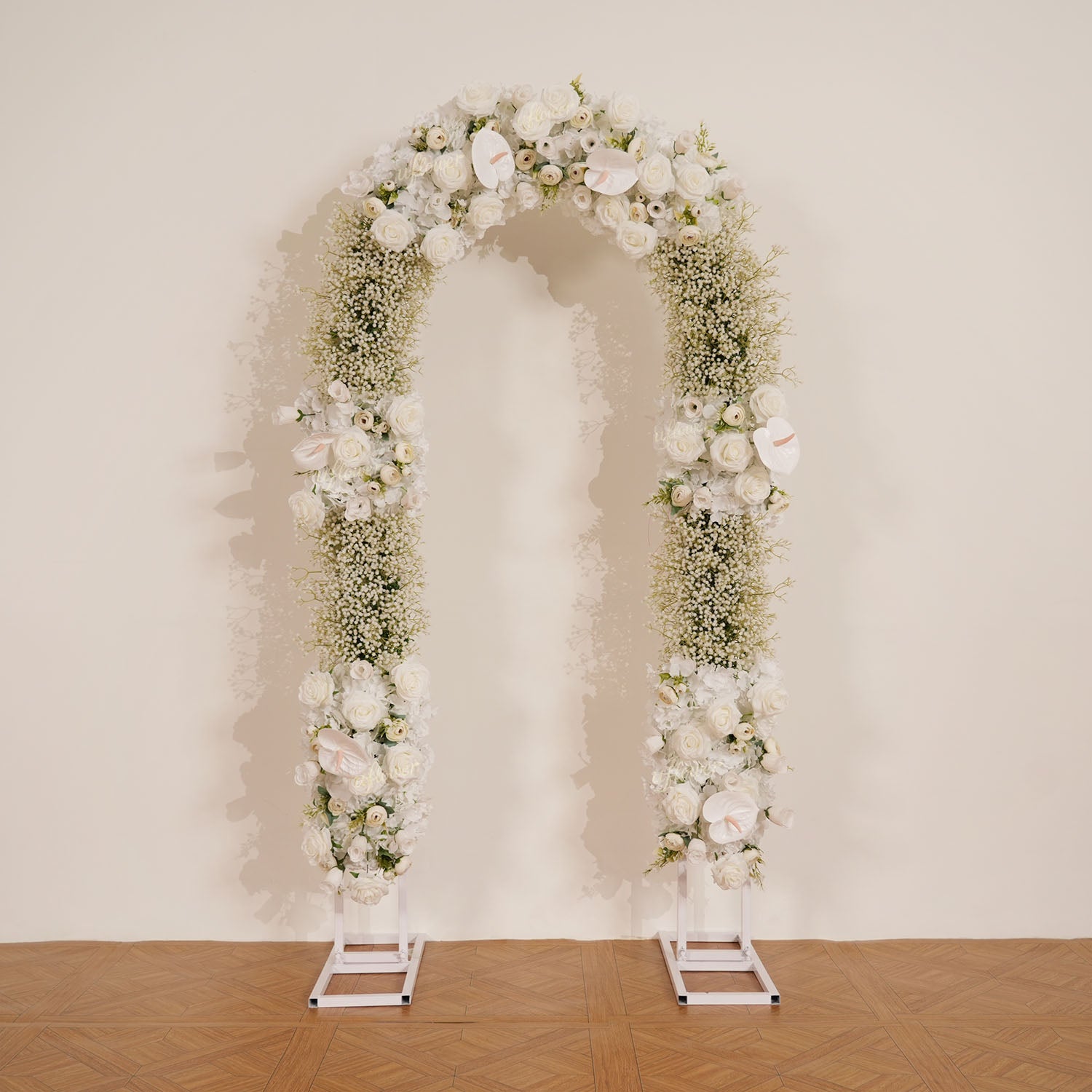 Uflower White Baby's Breath Flower Row Wedding KT Backdrop Decor