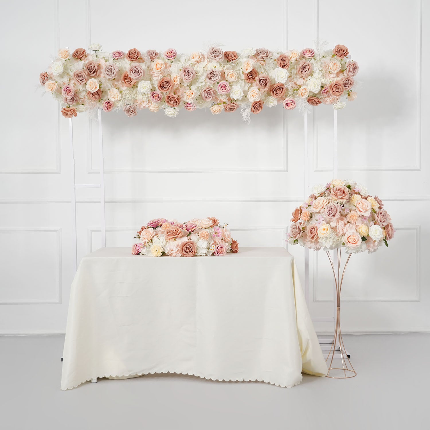 Uflower Champagne Pink Rose Arrangement Wedding Backdrop Floral Props