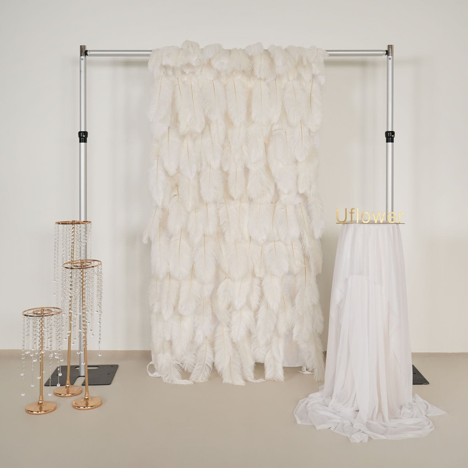 Uflower Artificial White 5D Flower Wall Wedding Backdrop Decoration