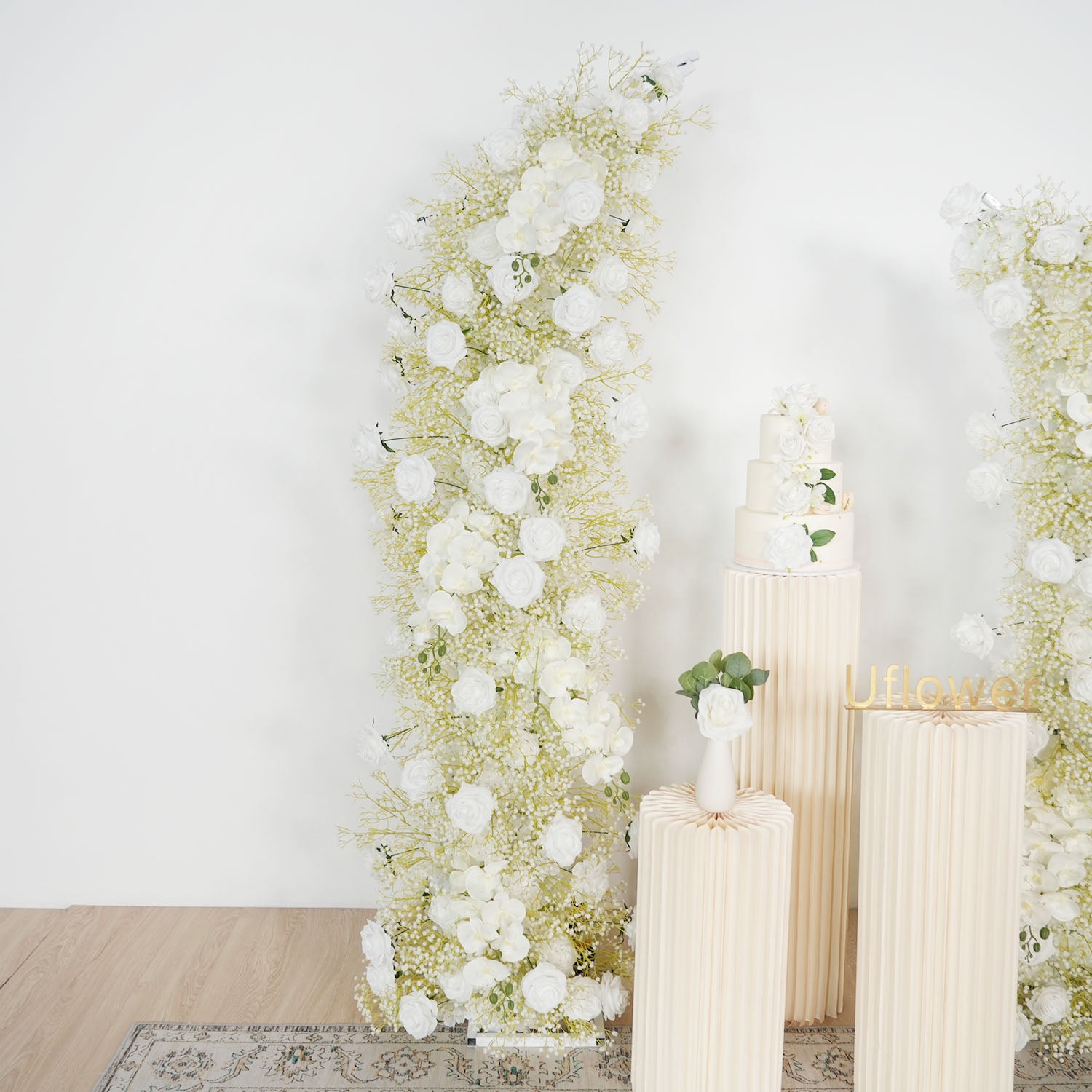 White Flower Row Decor Wedding Backdrop Horn Arch