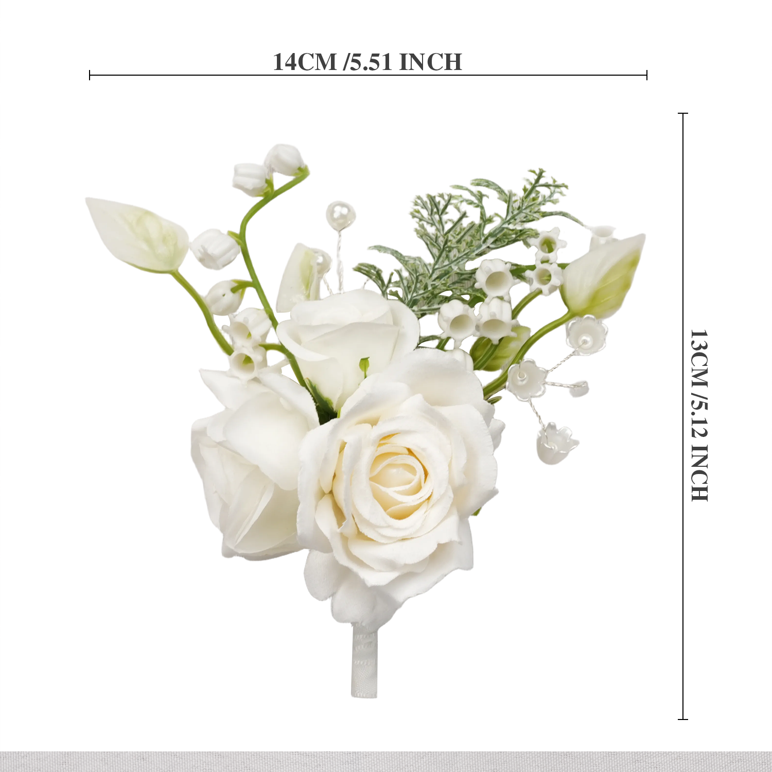 Uflower White Series With Greenery  Bride Bouquet Wrist Corsage Groom Boutonniere Wedding Event Supplies