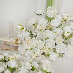 Uflower White Sofa Table Runner Floor Flower Arrangement Wedding KT Backdrop Decor