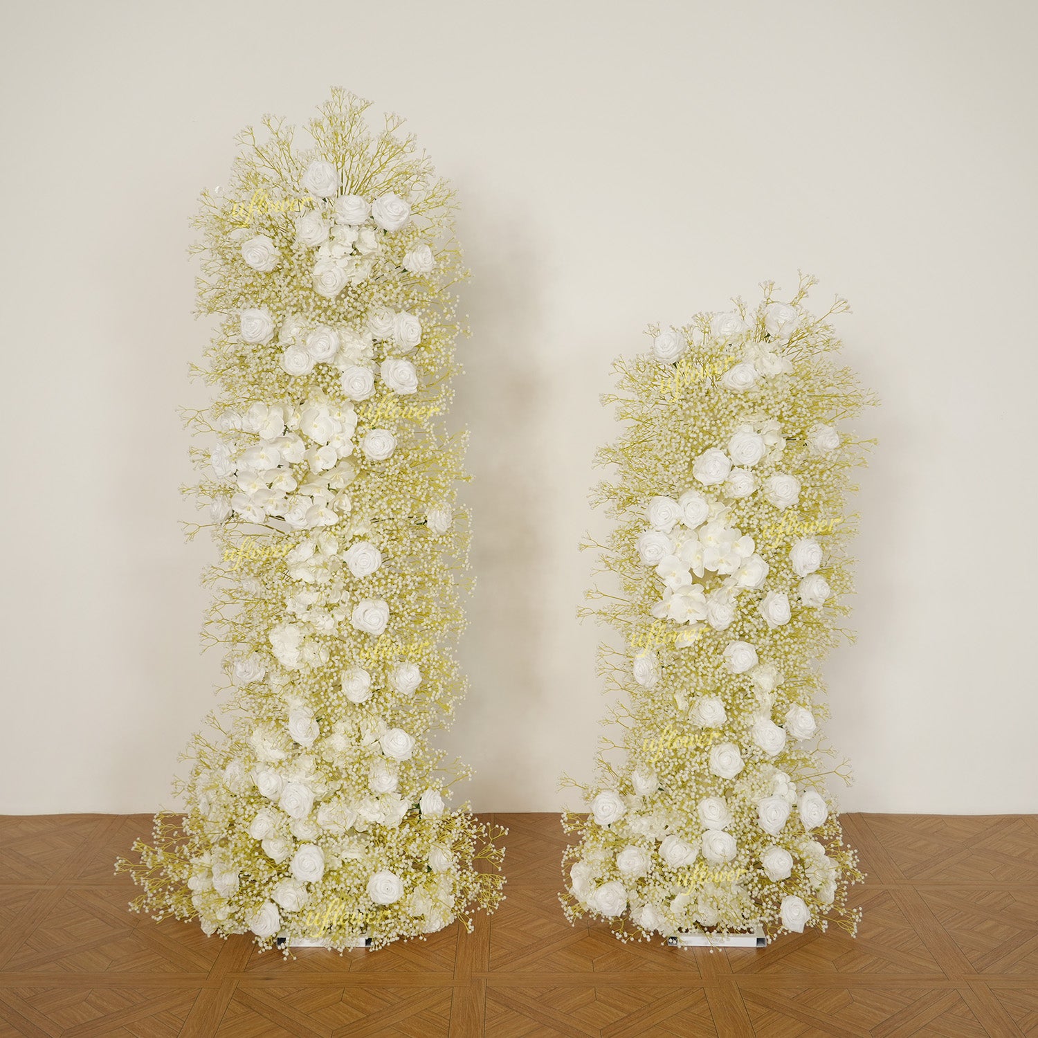 Uflower White Rose Baby Breath Wedding KT Backdrop Floral Arrangement