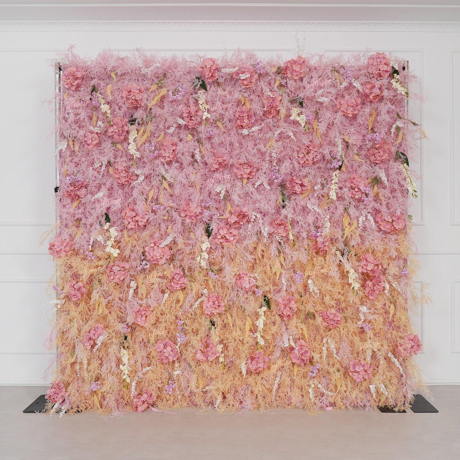 Uflower Flower Wall Champagne Pink Frost Floral Backdrop Wedding Party Proposal Decor SET80215 - Uflower