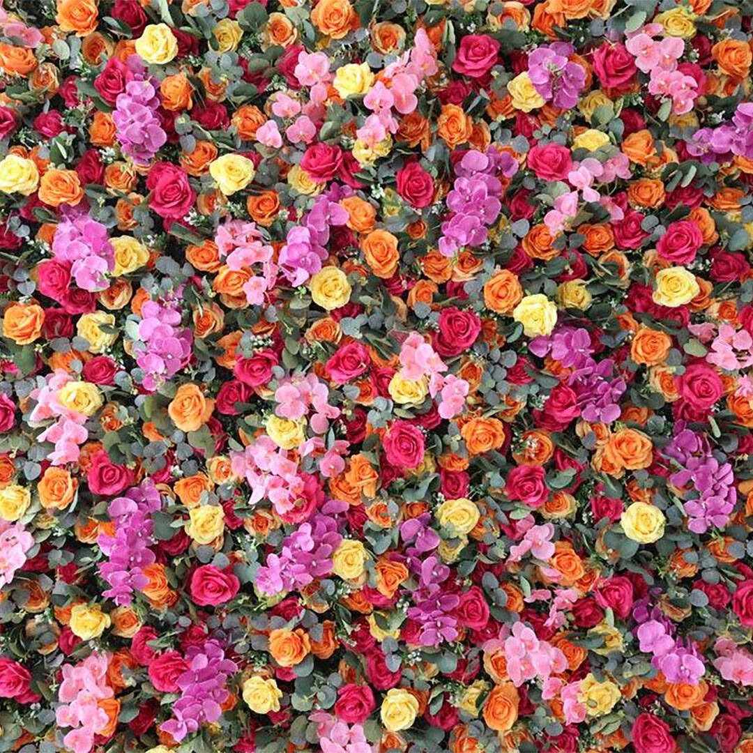 Simulated Colorful Rose Wall Wedding Background Party Activity Props