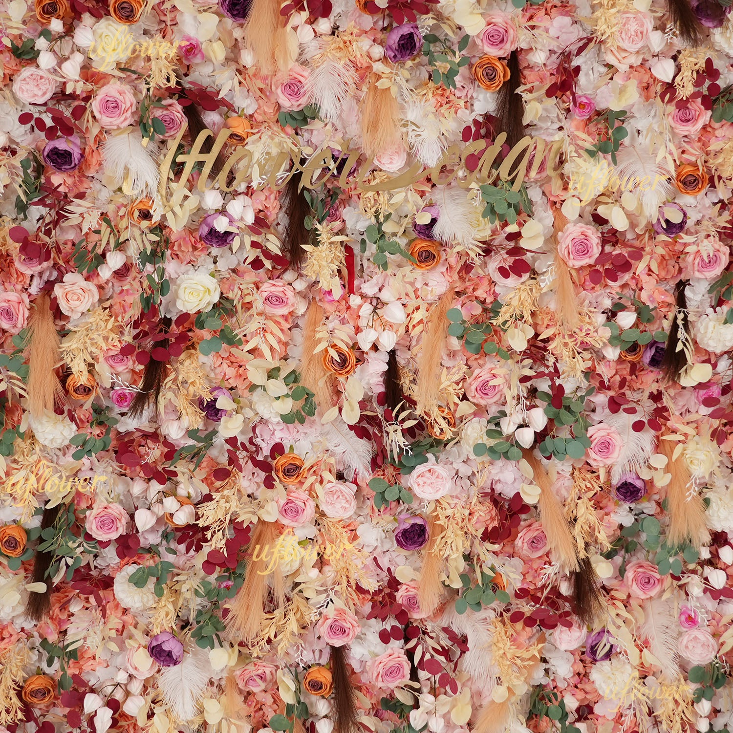 Uflower Champagne Khaki 5D Flower Wall Wedding Party Proposal Decor