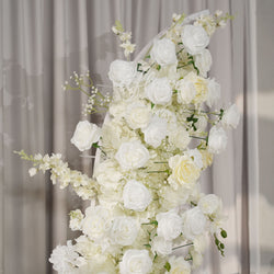 Uflower White Rose Floral Horn Arch Wedding Party Backdrop Decor