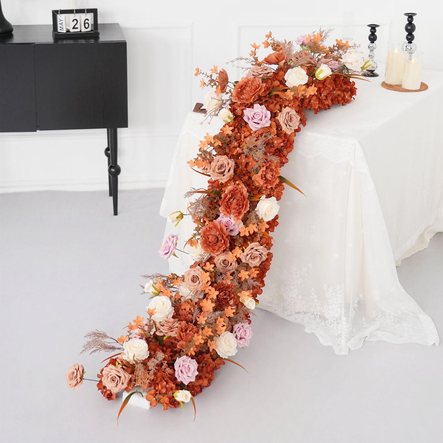 Uflower Artificial Flower Row Sofa Table Runner Floor Flower Arrangement