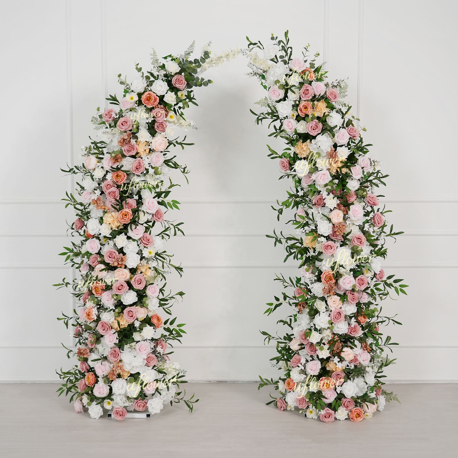 Uflower Blush Pink White Flower Horn Arch Wedding Party Birthday Backdrop Decor