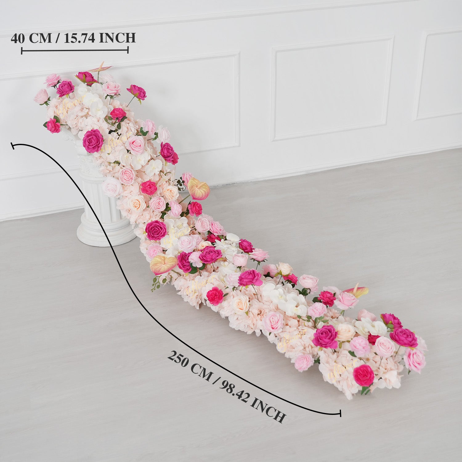 Uflower Pink Rose Floral Door Arch Wedding Party Backdrop Decoration