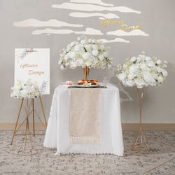 Uflower White Rose Baby's Breath Flower Ball For Table Centerpieces