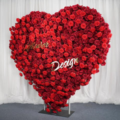 2*2m Red Rose Heart Shaped Flower Wall Wedding Background