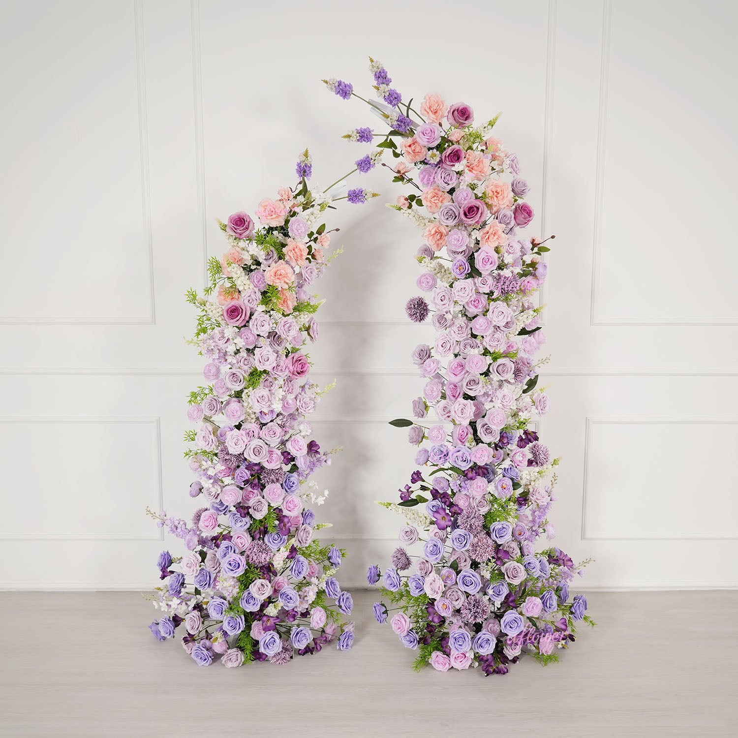 Uflower Gradient purple Floral Horn Arch Wedding Party Backdrop Decor