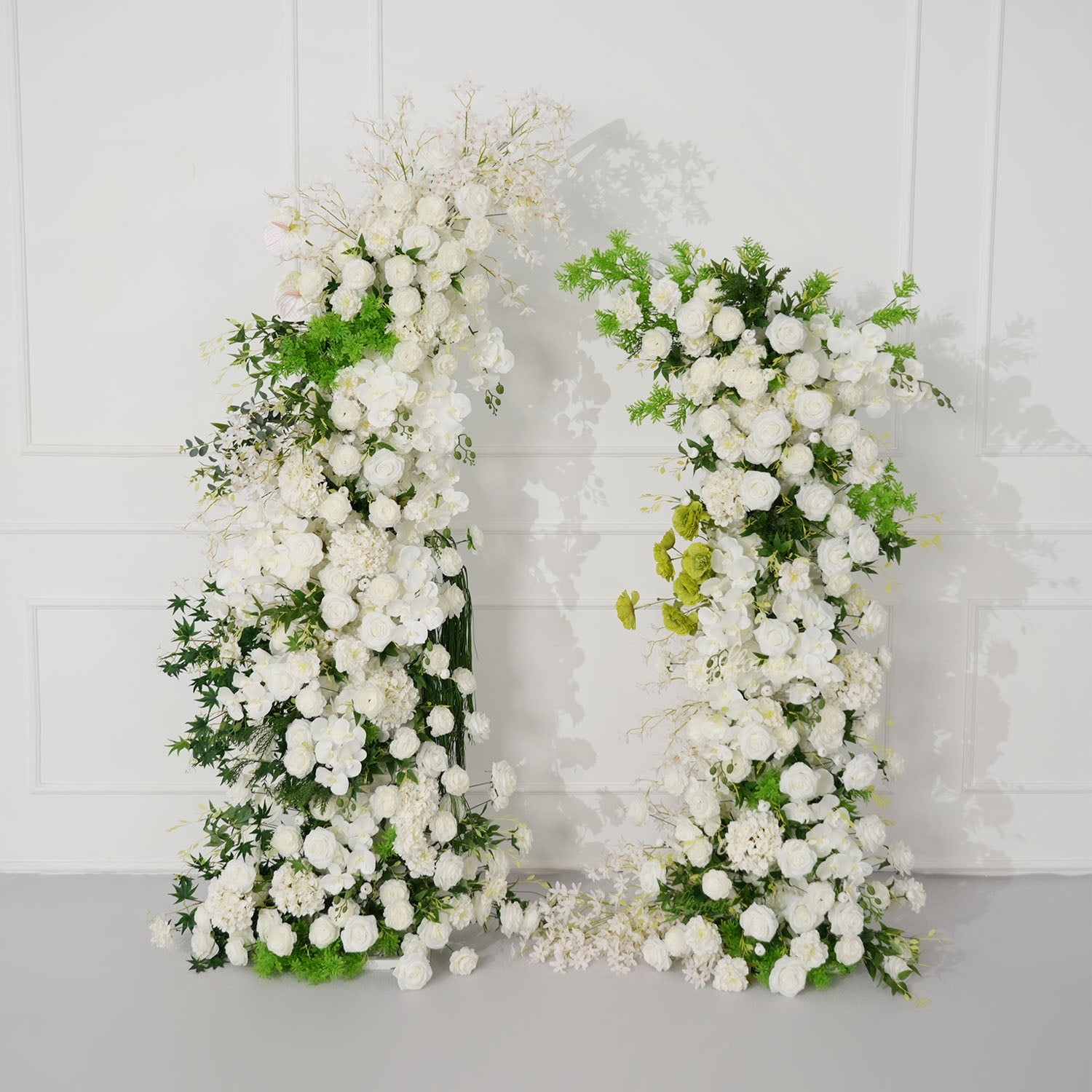 Uflower White Floral Greenery Horn Arch Wedding Party Backdrop Decor