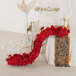 Uflower Artificial Red Rose Flower Row Wedding KT Backdrop Decor