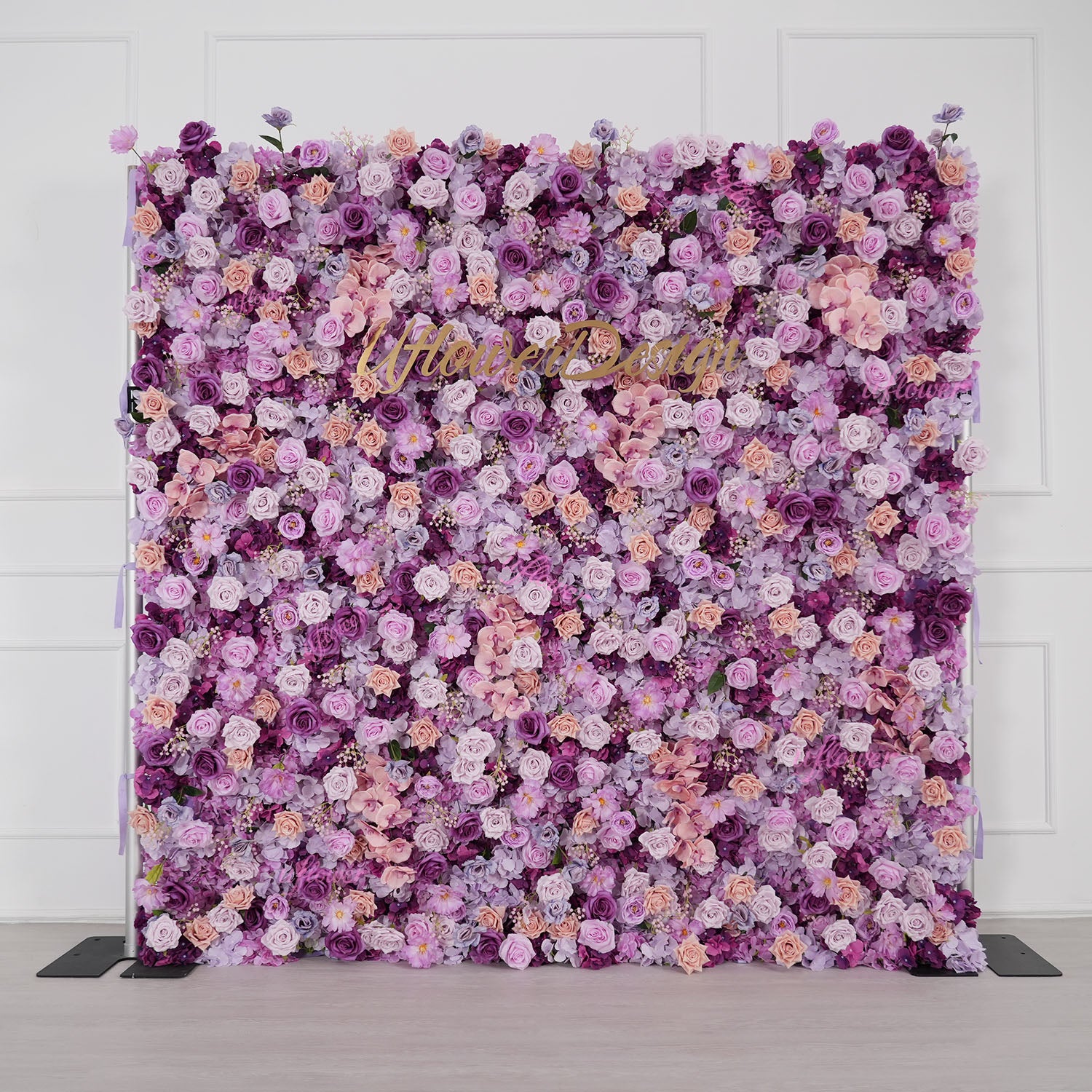 Uflower Purple Rose Flower Wall Backdrop Wedding Party Decoration