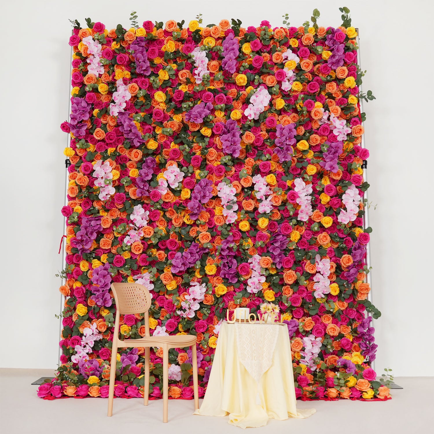 Artificial Mix Rose Butterfly Orchid 5D Wedding Flower Wall
