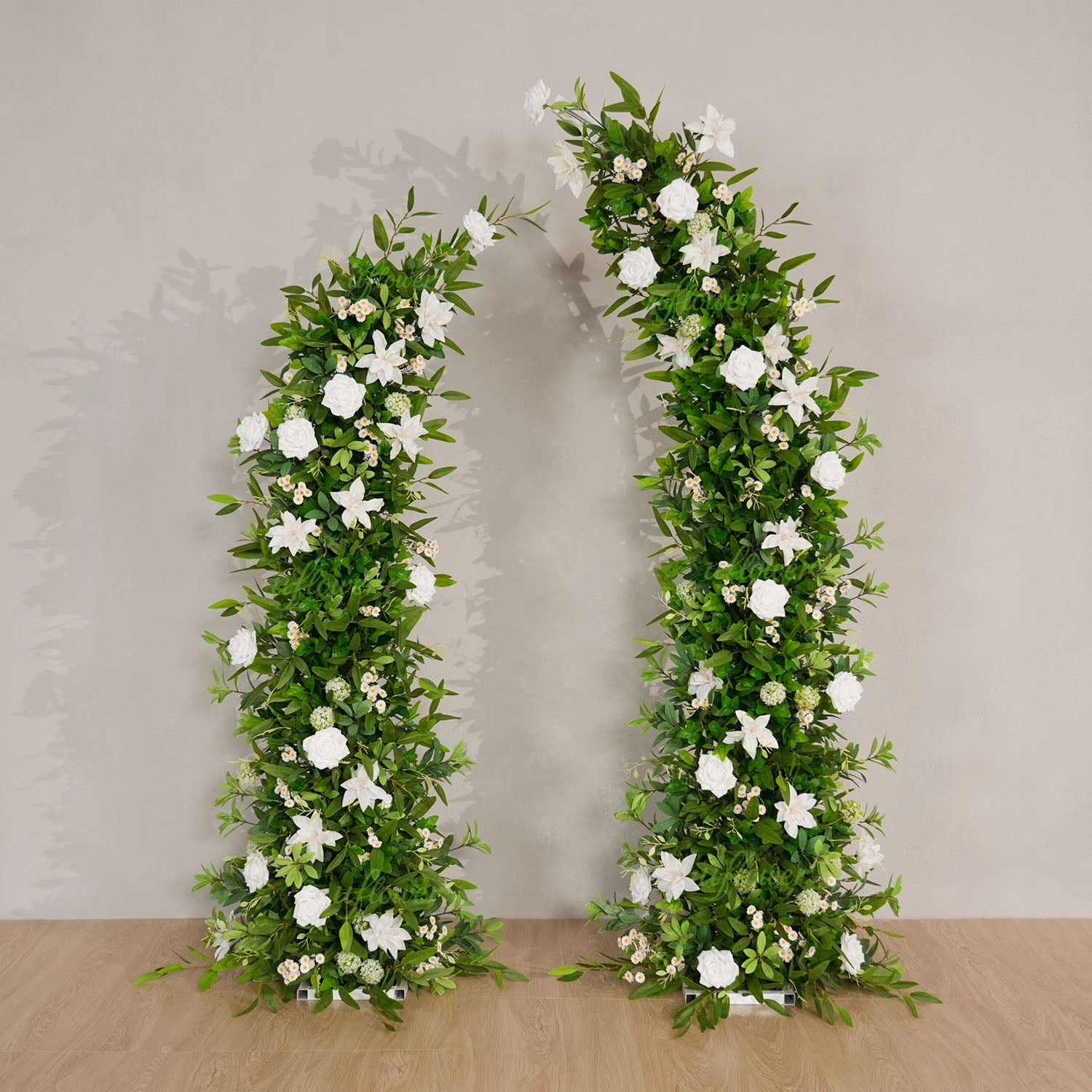 Uflower White Green Floral Arrangement Horn Arch Wedding Backdrop Props