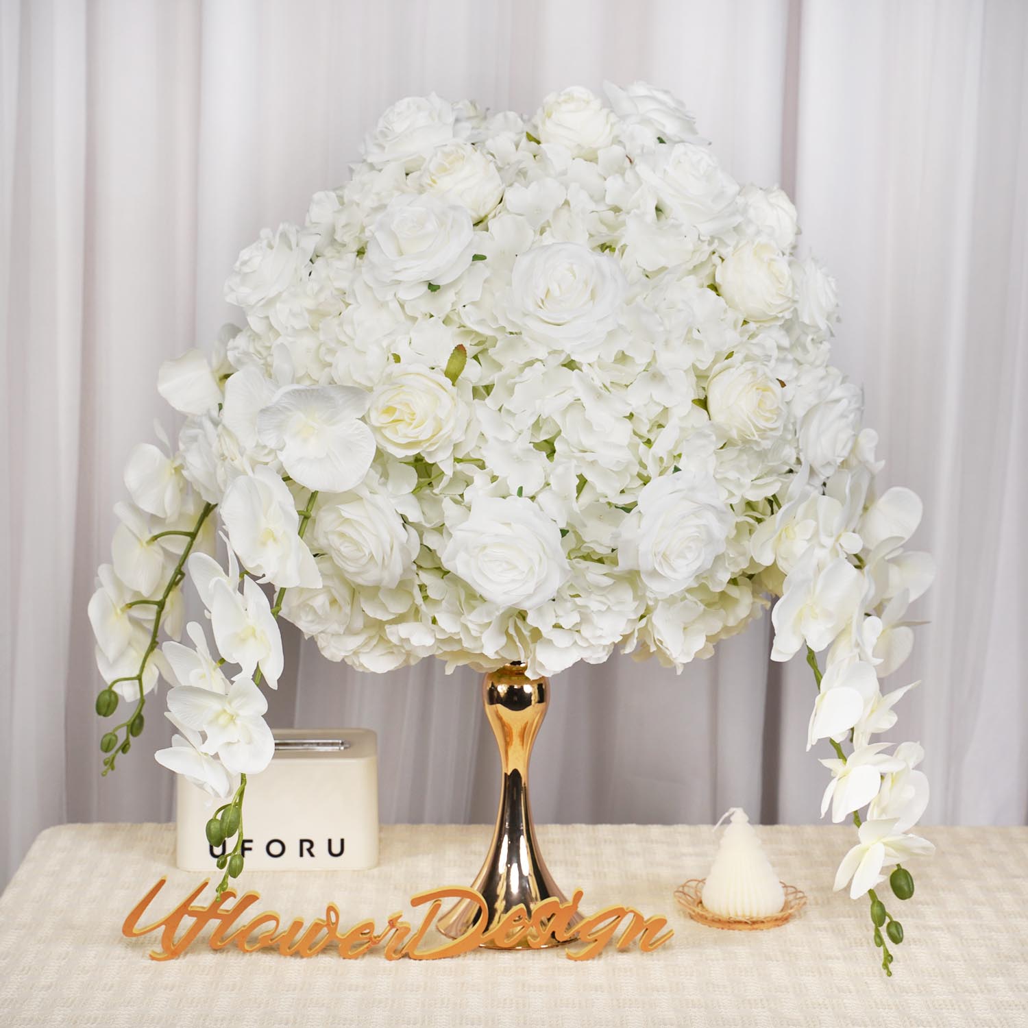 50cm Cream White Spherical Faux Flower Arrangements 4 picture