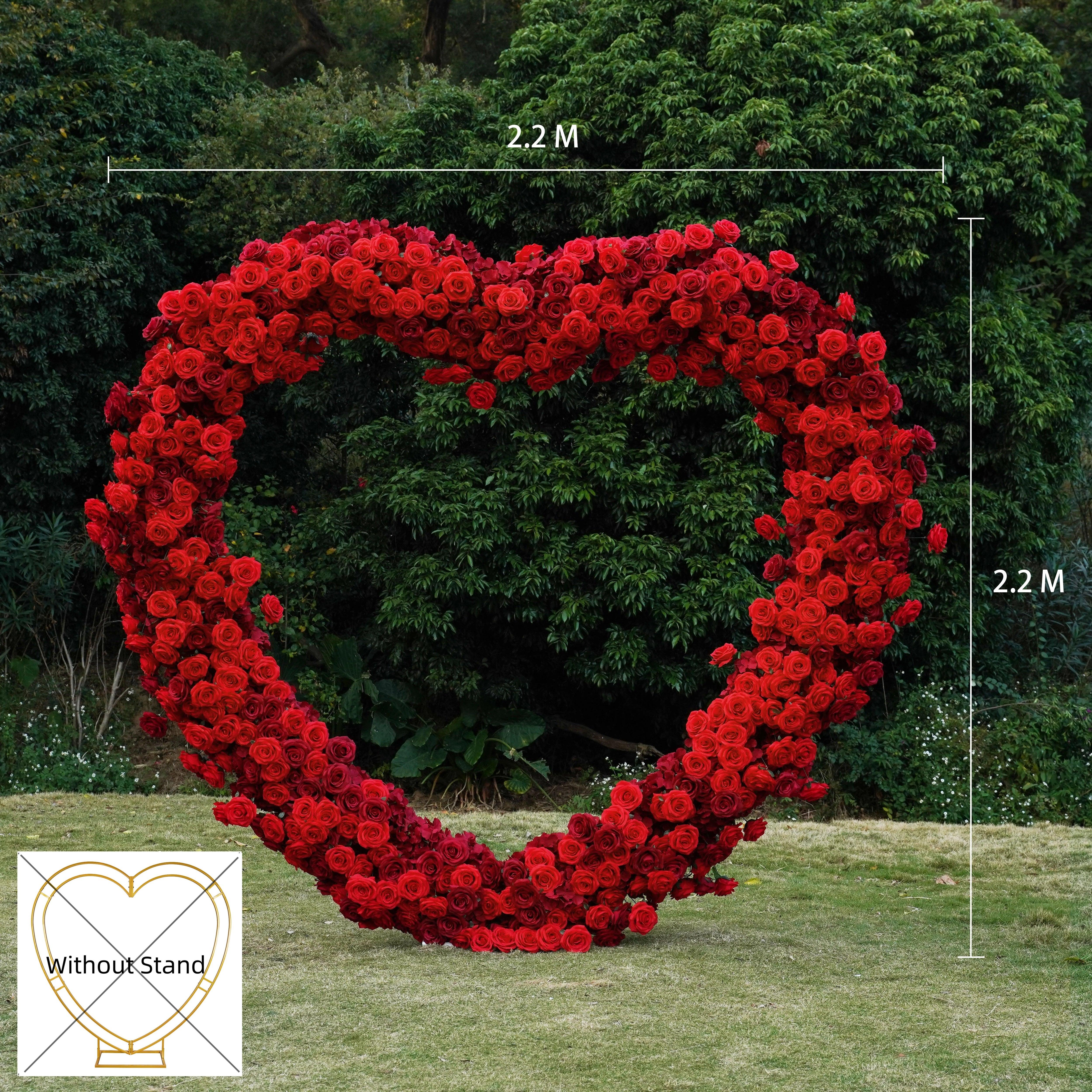 2.2m*2.2m Rose Heart-Shaped Wedding Flower Arch Decor