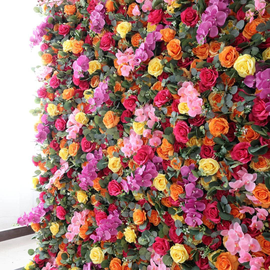 Simulated Colorful Rose Wall Wedding Background Party Activity Props