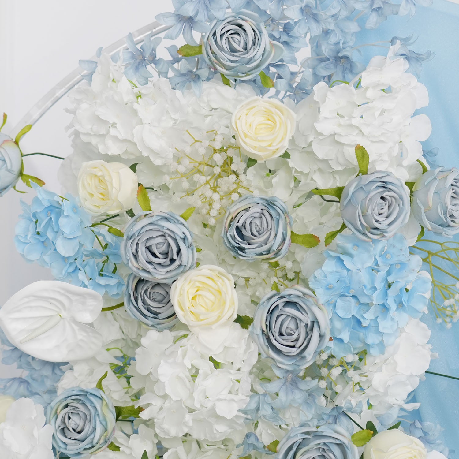 Uflower Blue White Flower Wedding Backdrop Arch Floral Arrangement