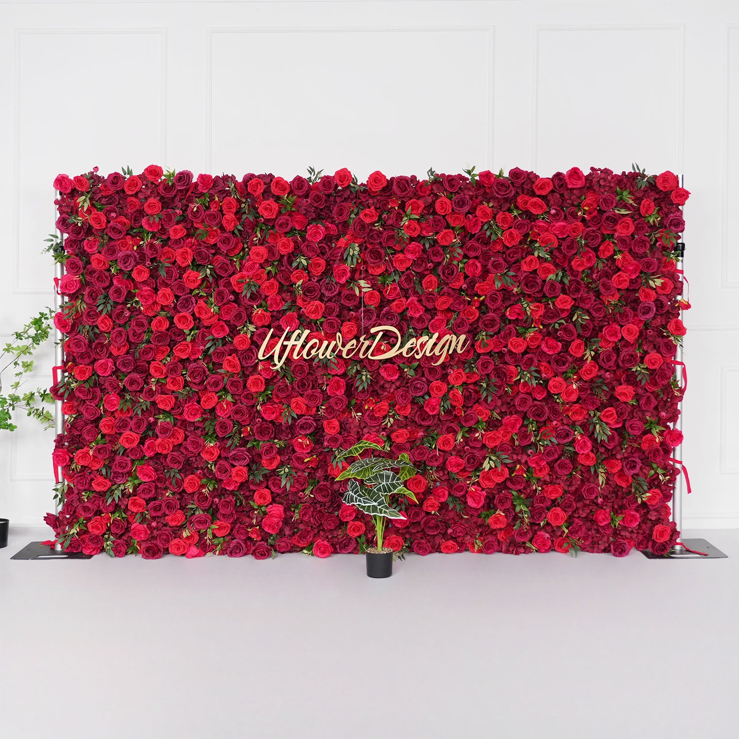 Uflower Artificial Red Rose Wall Wedding Backdrop Decor