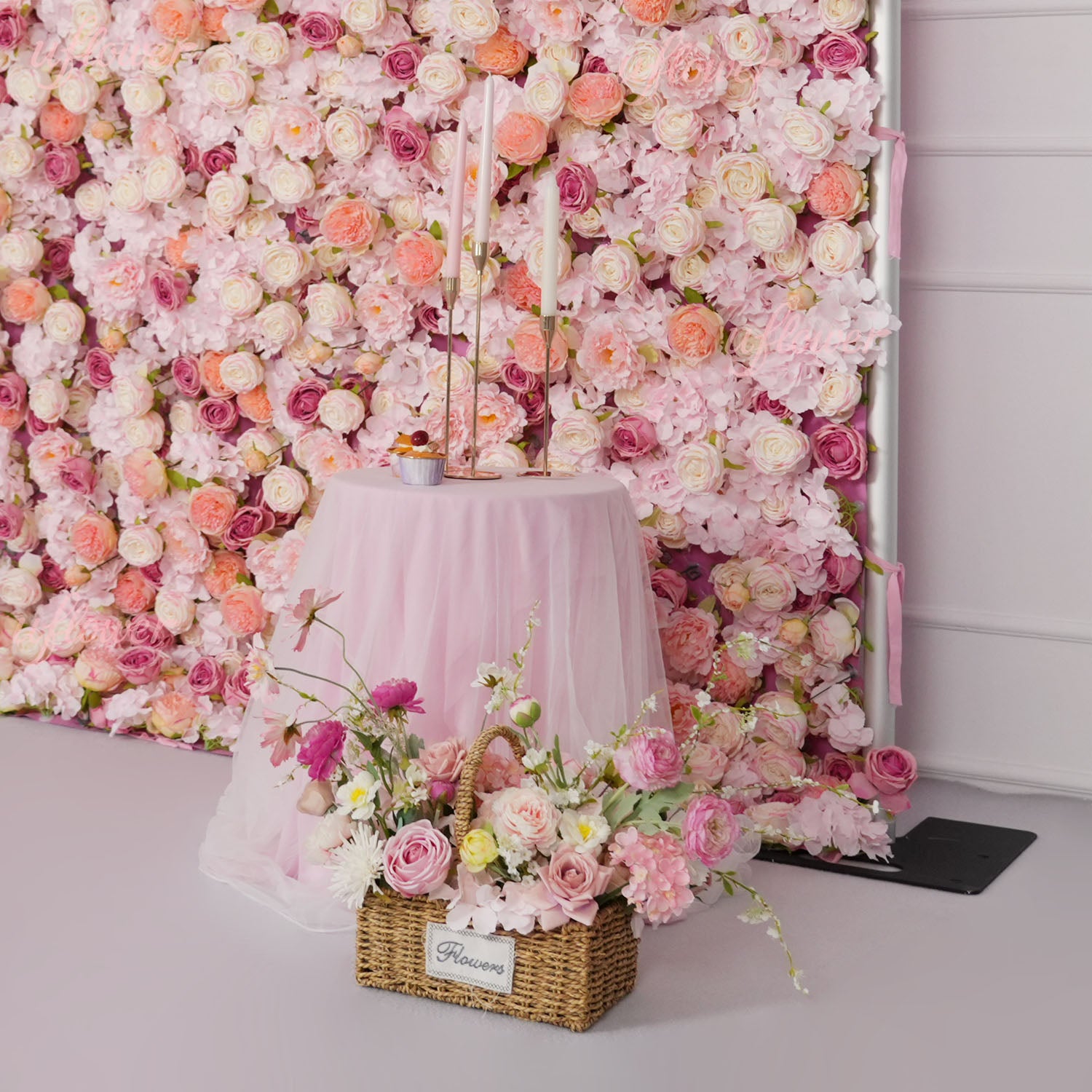 Uflower Flower Wall Pink Rose Floral Backdrop Wedding Party Proposal Decor