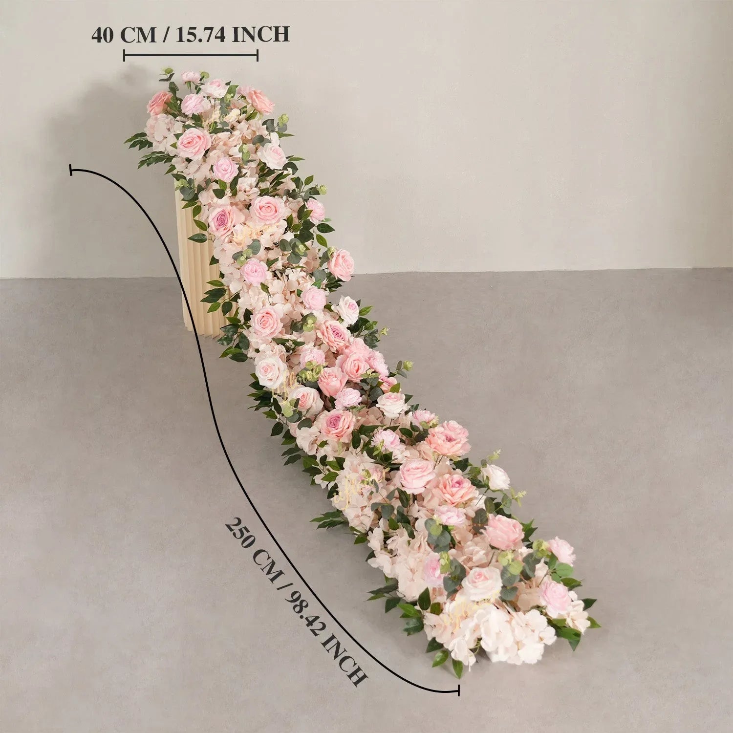 Uflower Pink Rose Greenery Table Runner Sofa Floral Wedding Backdrop Decor SET80207 - Uflower