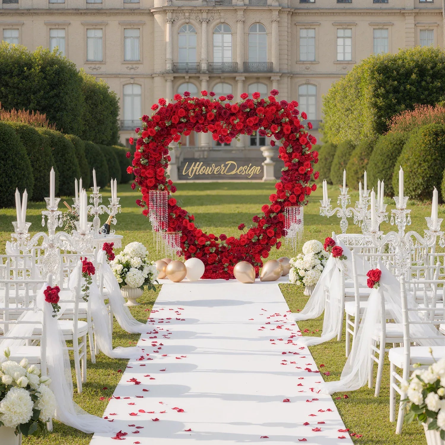 2.2m*2.2m Red Rose Wedding Arch Heart Arch Decor - Uflower