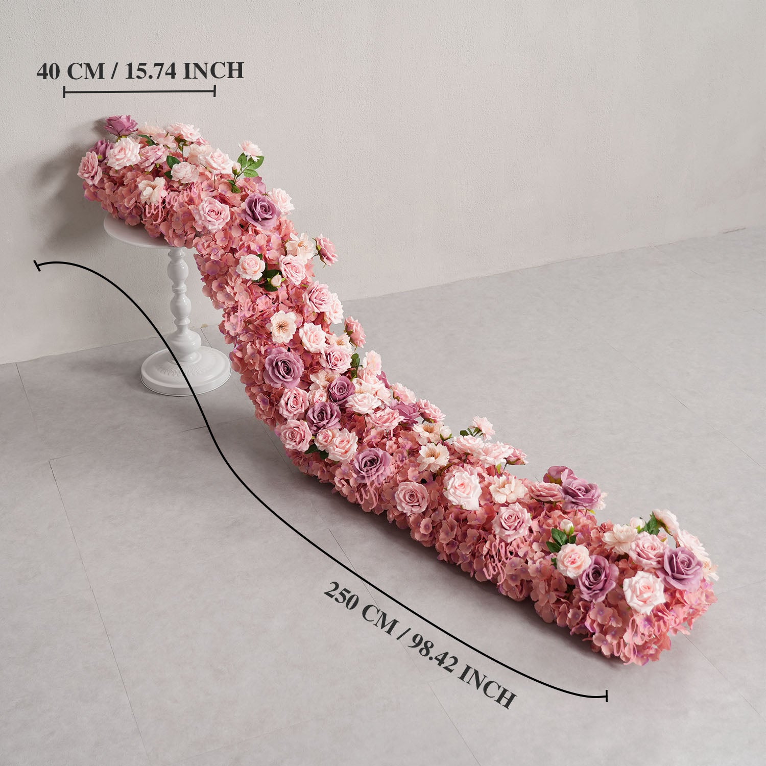 Uflower Purple Pink Floral Arrangement Wedding Party Backdrop Flower Row Decor