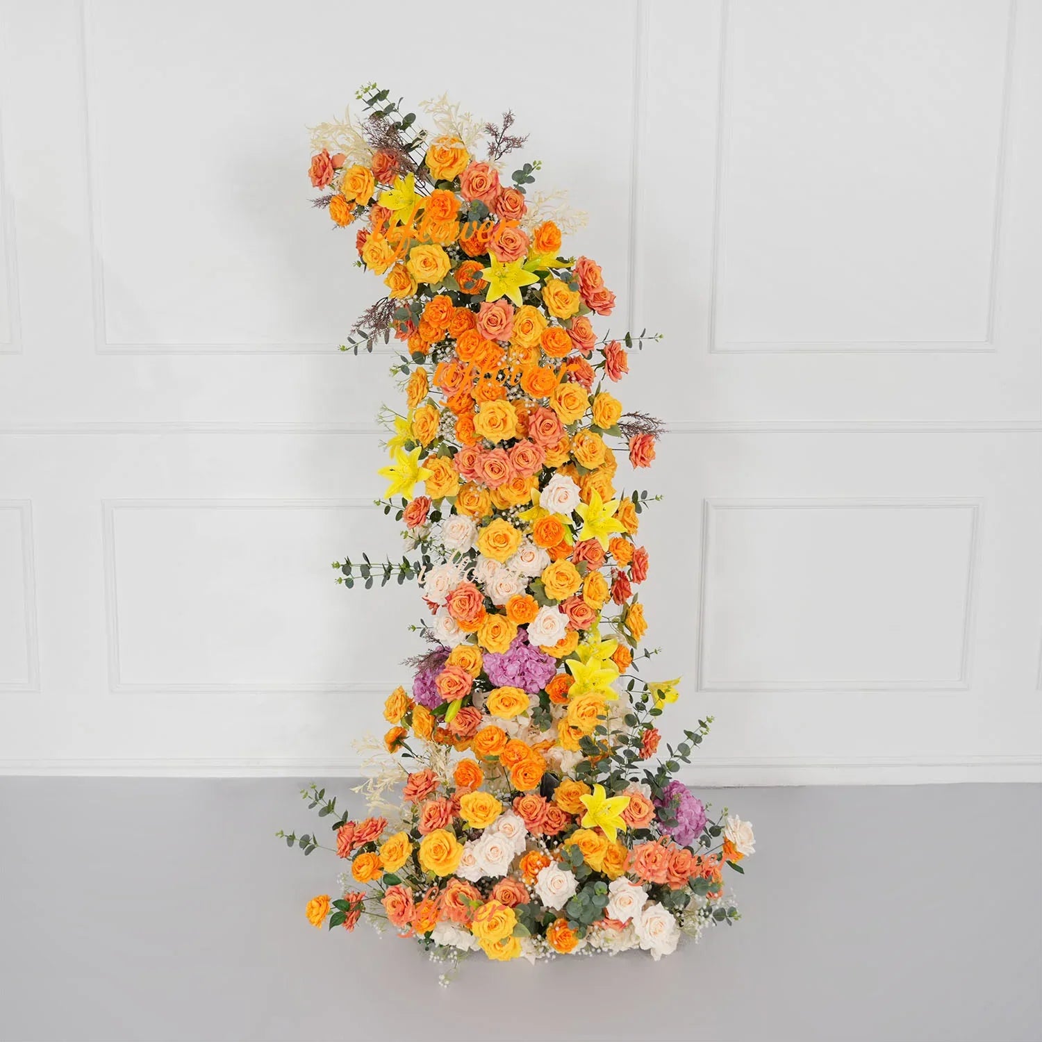 Uflower Orange Yellow Flower Row Wedding Backdrop Horn Arch Party Event Decor Props SET80139 - Uflower