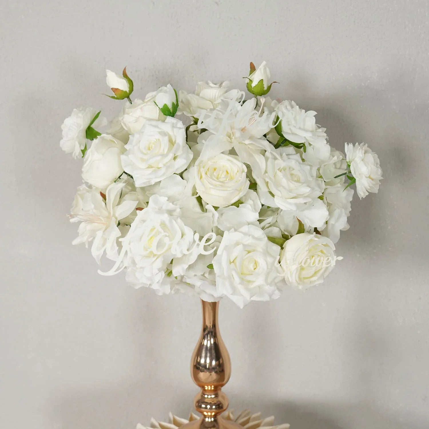 Uflower White Rose Table Runner Sofa Floral Wedding Backdrop Decor - Uflower