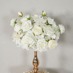 Uflower White Rose Table Runner Sofa Floral Wedding Backdrop Decor