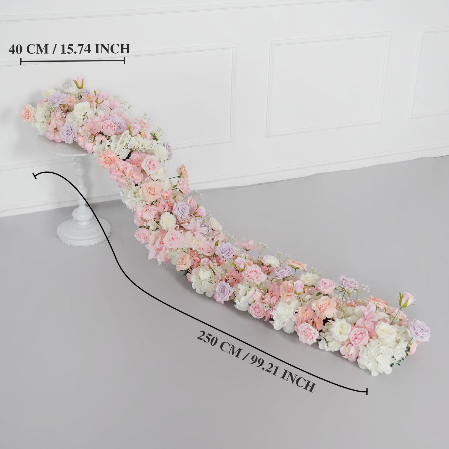 Uflower Pink White Rose Table Runner Sofa Floral Wedding Backdrop Decor